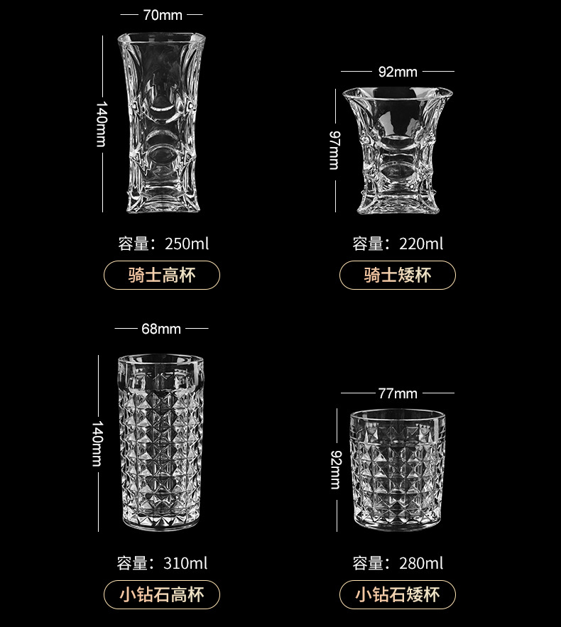 玻璃杯家用啤酒杯果汁水杯冷饮杯茶杯扎啤杯喝水欧式套装水具直供详情10