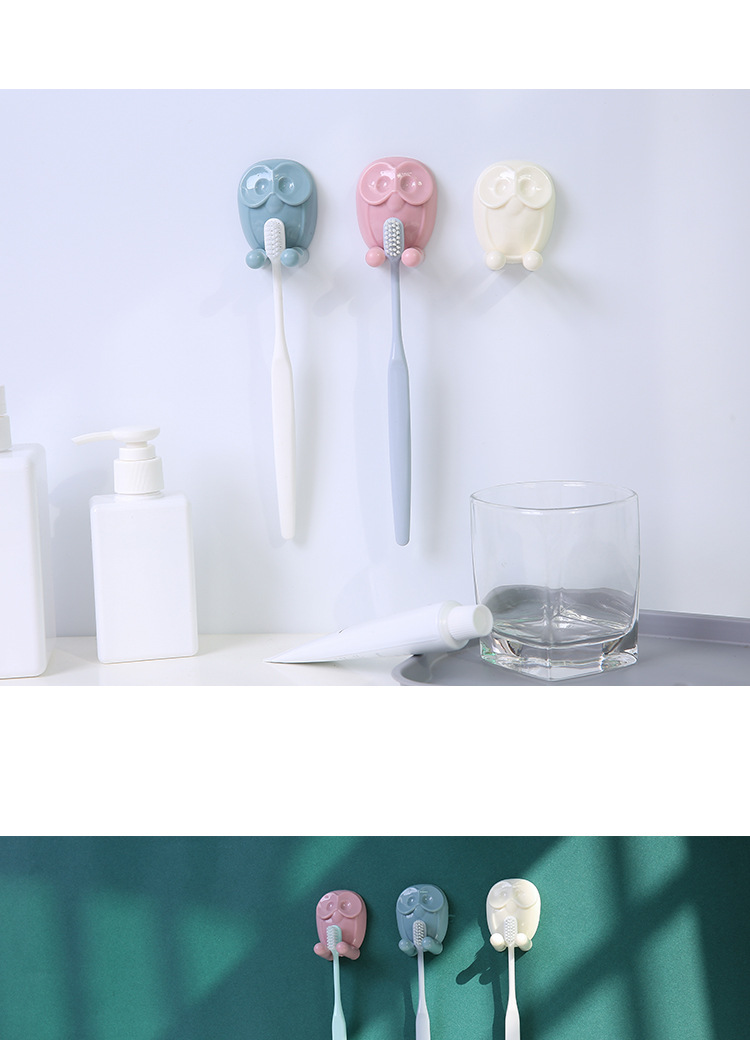 Cartoon toothbrush holder, simple owl hook, kitchen adhesive hook, sticky hook, cartoon socket and plug storage hook, no need pic 8