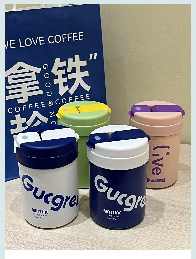 高颜值ins风带吸管保温杯女士便携水杯男学生随行咖啡杯保冷杯子详情8