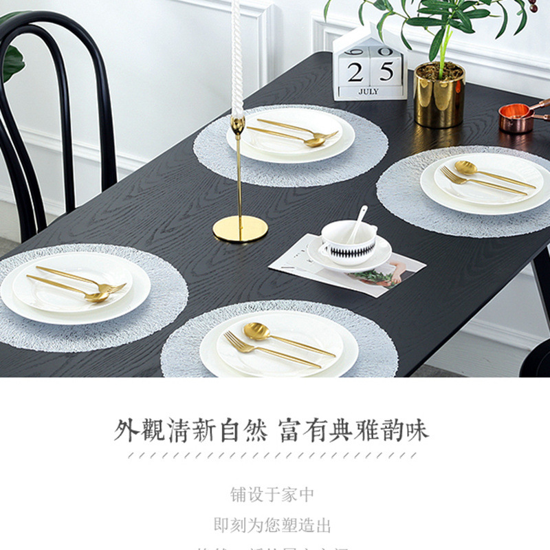沃美 欧式轻奢圆形乱丝PVC餐垫家居装饰简约时尚大方防水防滑防油防烫耐磨隔热餐垫详情12