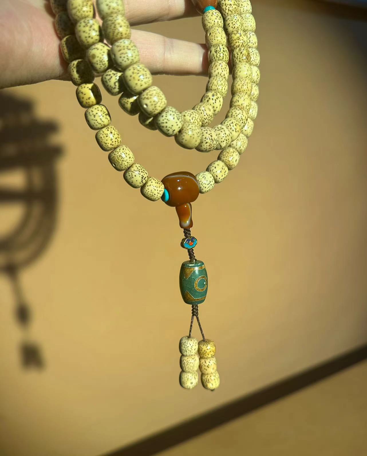 原生态星月菩提佛珠手串 星月菩提108颗佛珠海南黄金籽菩提念珠多圈手串玛瑙天珠文玩批发详情19