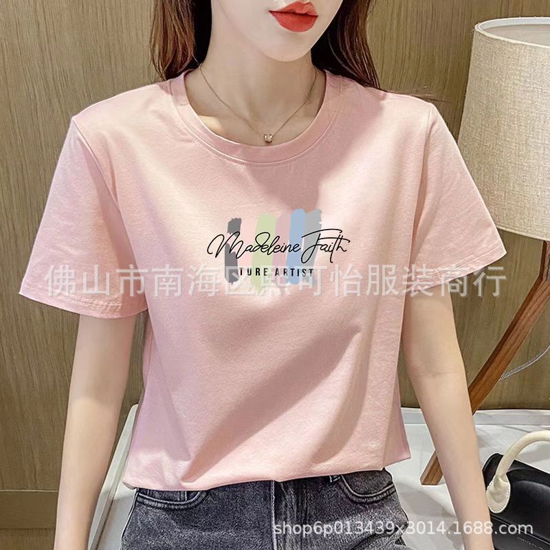 Cheap street stall clothing wholesale, summer short-sleeved T-shirts for women, cotton letter printed Korean version, Instagram trend pic 13