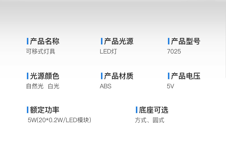 7025 书桌台灯 LED儿童护眼台灯学生宿舍学习阅读台灯USB充电详情13