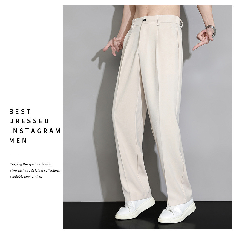 2024新款西裤男士夏季阔腿直筒宽松休闲长裤冰丝速干春秋西装裤子详情18