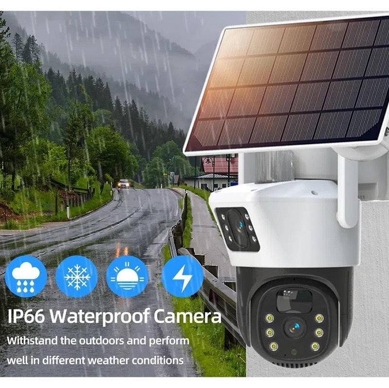 V380 solarcctv camera for home mobile phone remote dual-lens outdoor 4g solar monitoring pic 13