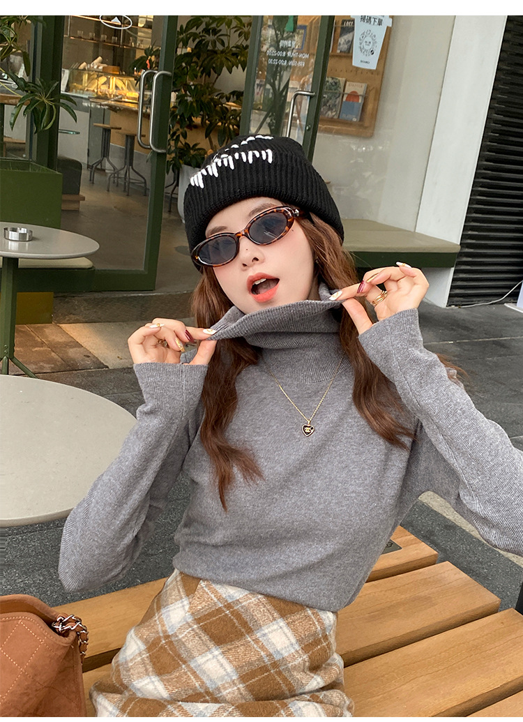 毛衣女2024新款秋冬美拉德穿搭堆堆高领打底衫内搭高级感针织上衣详情25