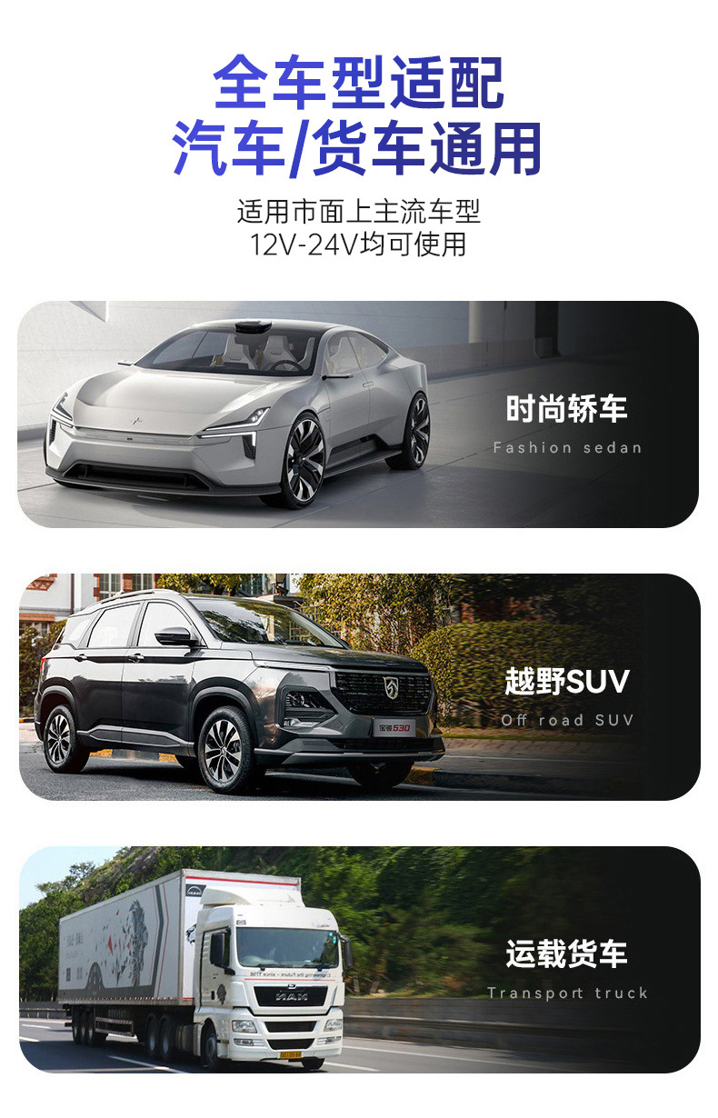 新款快充圆形发光车载充电器48W汽车多功能点烟器车载插座详情7