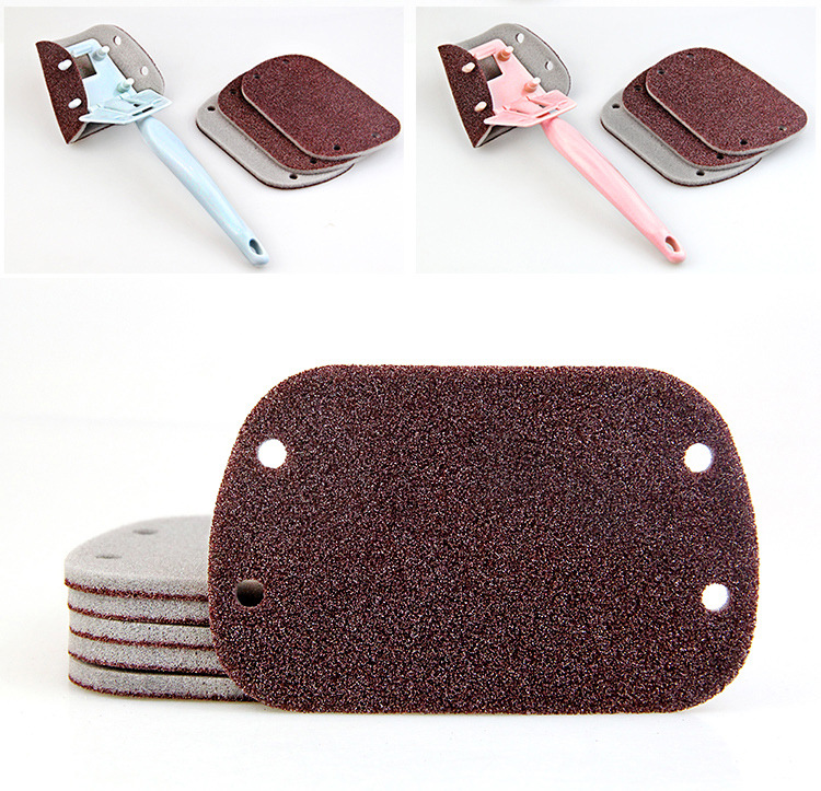 Long-handled cleaning brush, diamond sand sponge, kitchen cleaning, dishwashing and pot washing brush, household scouring pad, dishwashing cloth pic 14