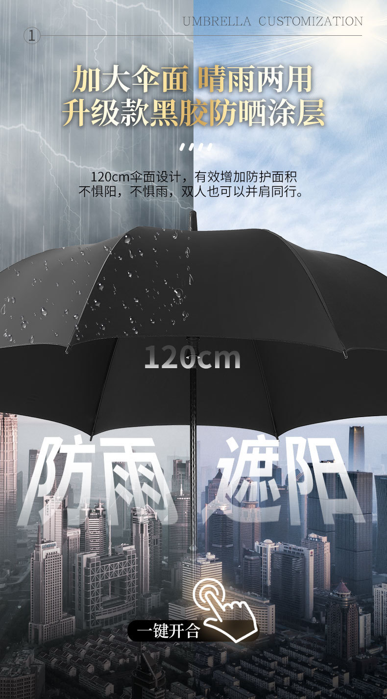 【厂家直销】雨伞定制批发可印logo图案晴雨两用太阳伞广告直杆伞详情6