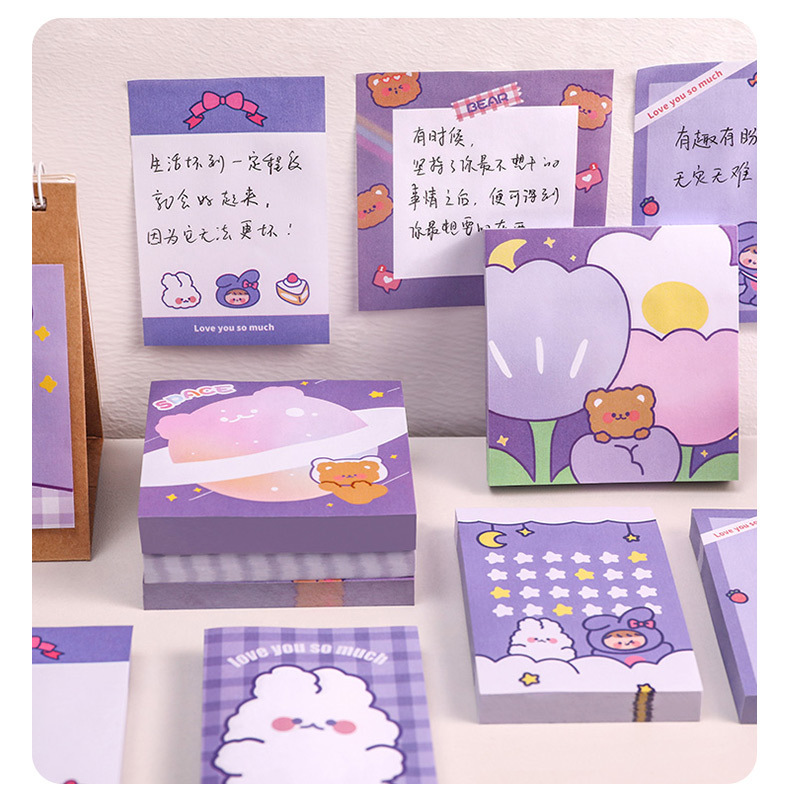 Little Rabbit and Little Bear sticky Notes on Instagram, high appearance level, girlish heart, can be stuck N times, student message notes, memo notes notebook pic 15