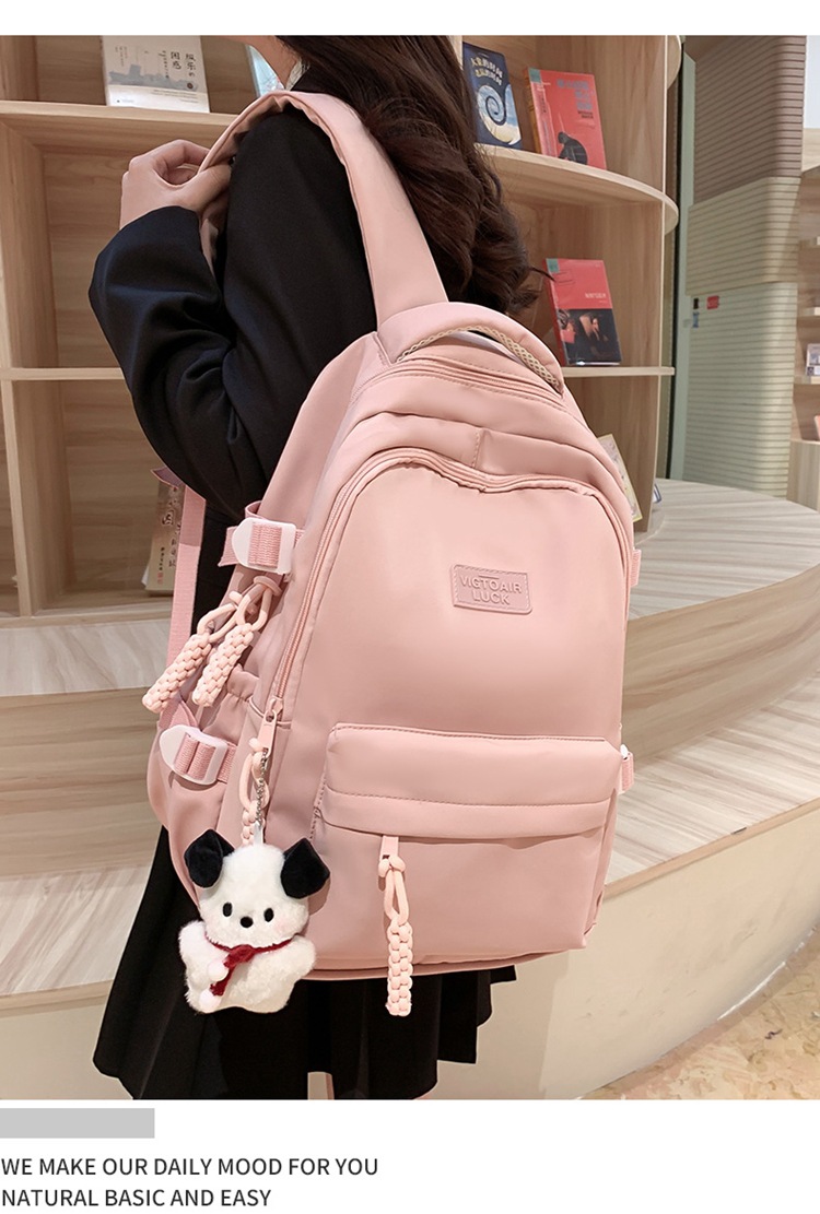 书包大容量高颜值初高中生新款双肩包大容量纯色简约防泼水背包详情8