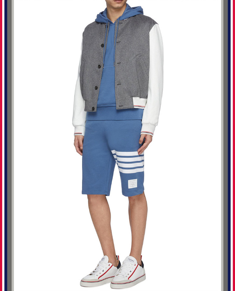 TB teñido teñido cuatro barras rayas moda hombre verano moda pantalones de algodón moda marca pantalones medios pantalones deportivos pantalones casuales hombres pic 23