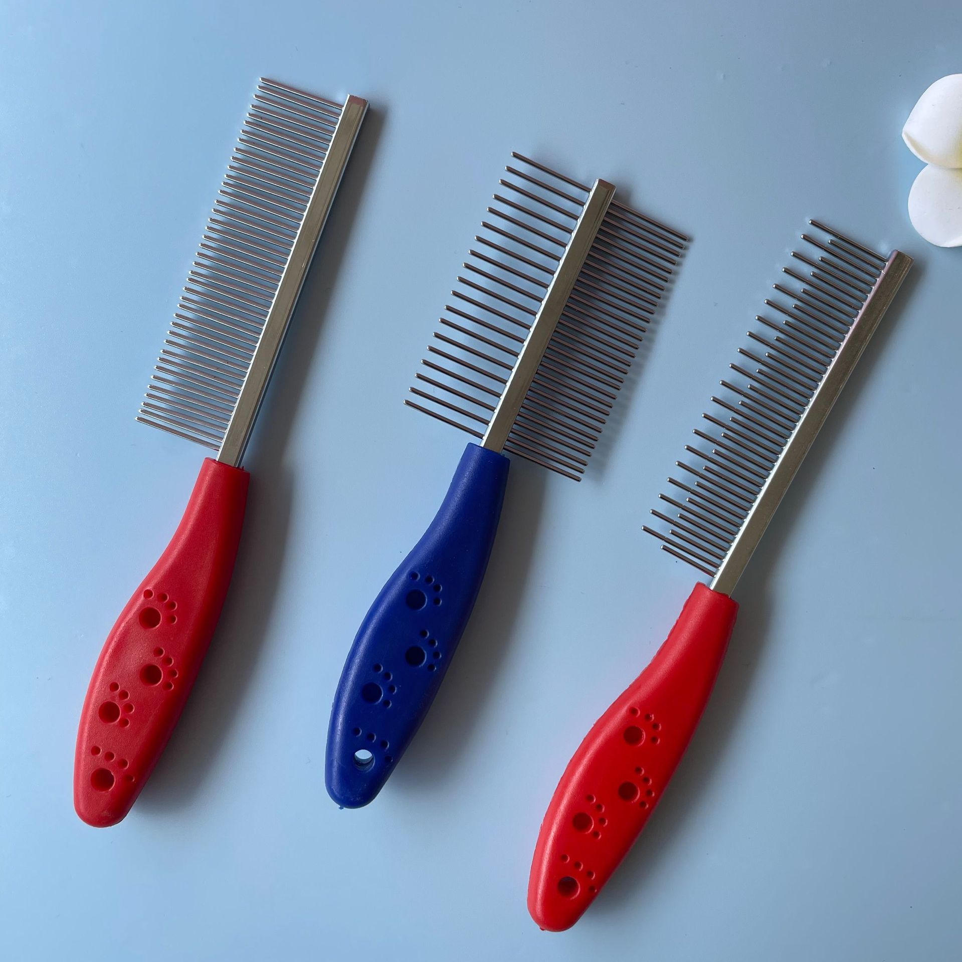 Cat needle comb, hair removal comb, long and short teeth single-row comb, stainless steel pet comb, dog grooming comb pic 2