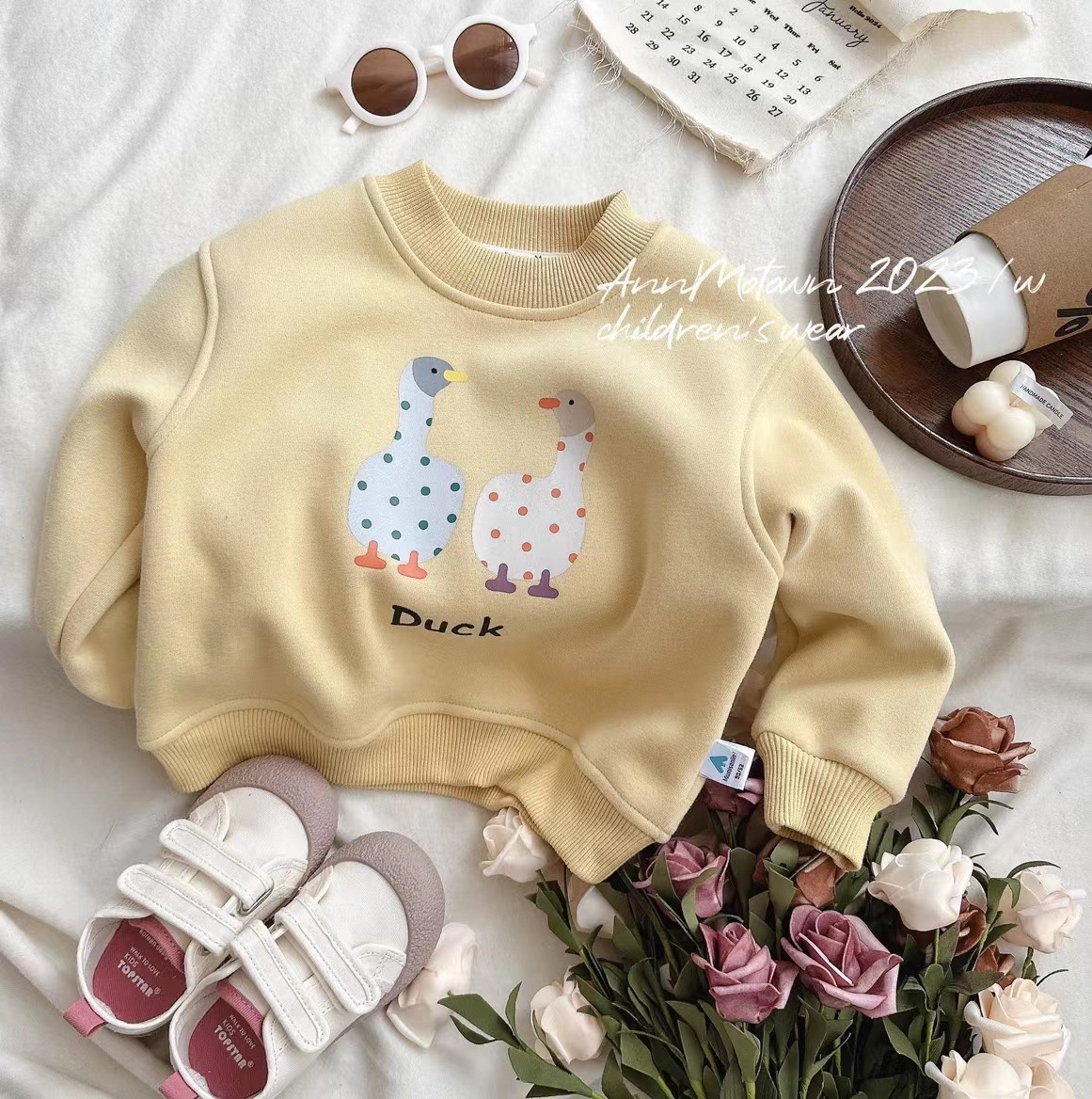 Niño invierno 2023 plume estampado cartoon sudadera niña otoño invierno niño unico plume bebé blusa pic 5