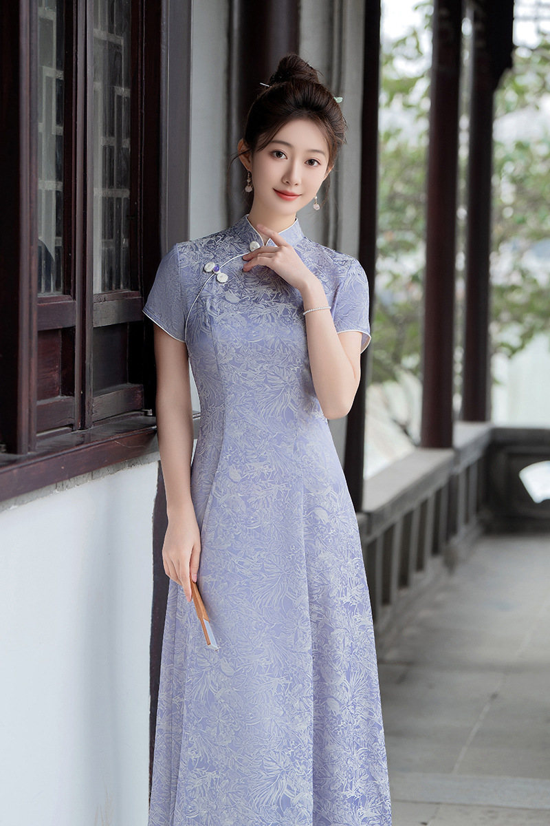 国潮2025新款旗袍新中式年轻款少女小清新夏季日常通勤复古连衣裙国风详情12