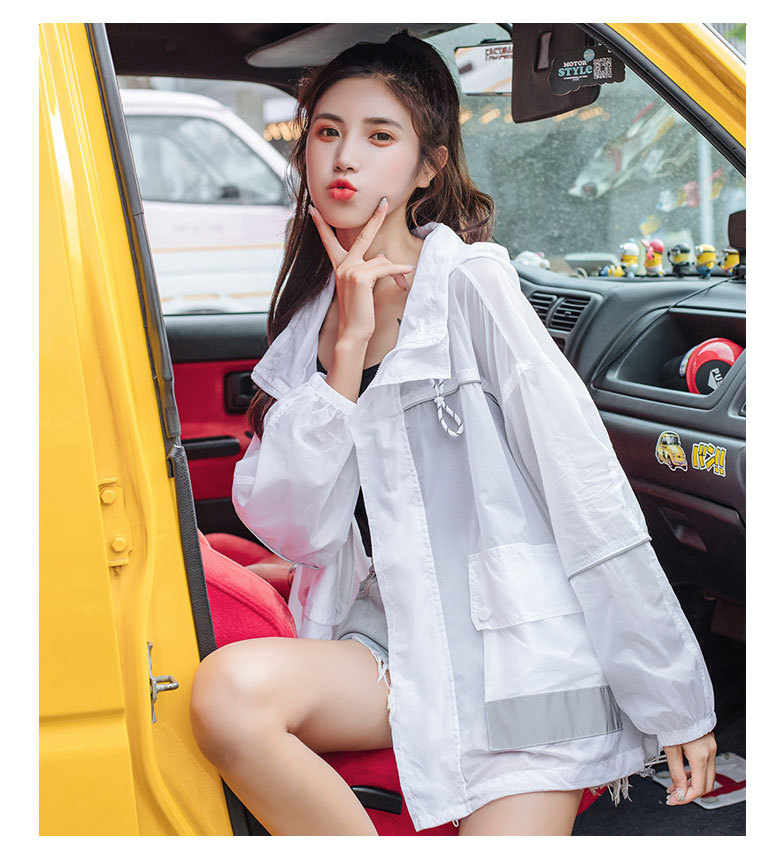 防晒衣服女生夏装2021新款初中高中学生韩版宽松百搭长袖薄款外套详情17