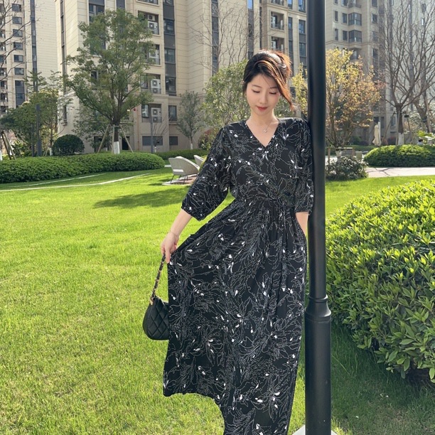 【腰封口袋裙】显瘦棉绸连衣裙法式高级女春夏宽松中长款温柔气质详情5
