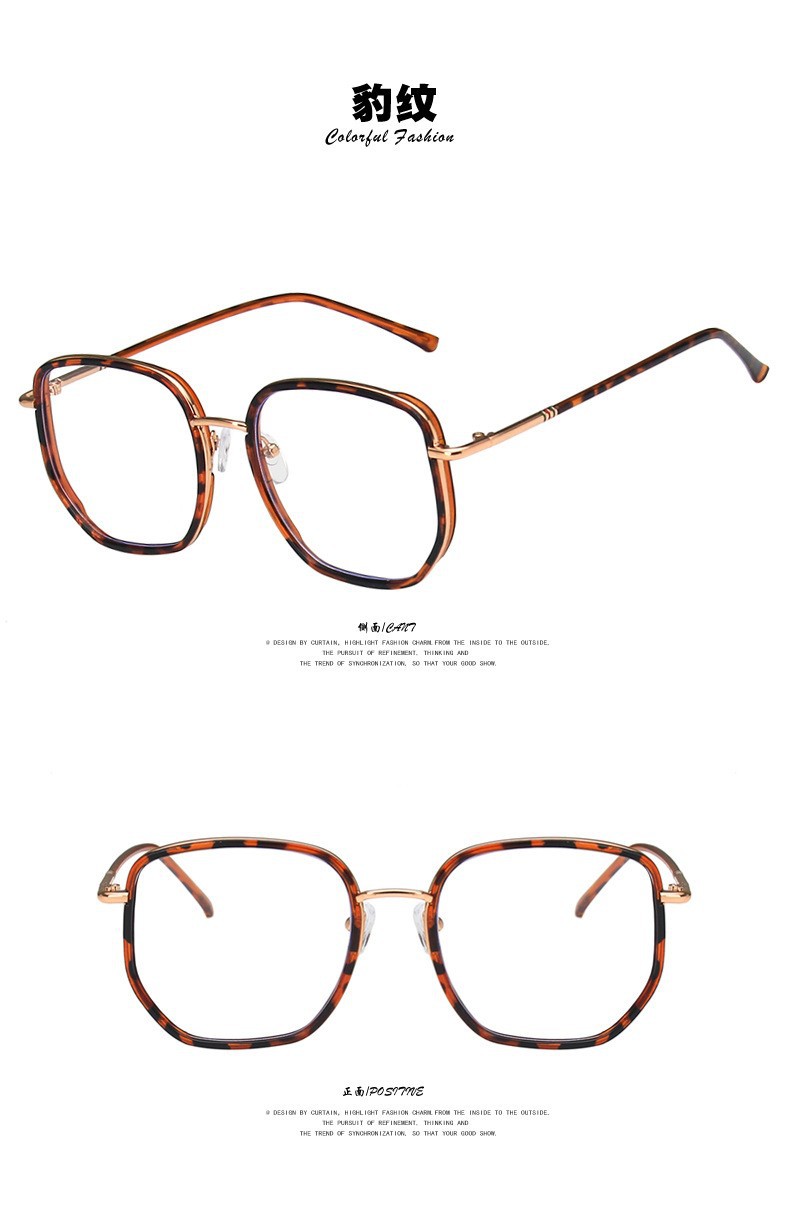 The same style of large face anti-blue light slimming natural face glasses as Internet celebrities, olive green anti-ultraviolet Douyin live streaming Instagram glasses pic 13