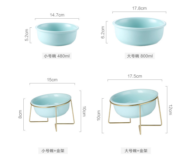 Nordic creative home ceramic pet bowls and food bowls with metal frames that are disassemblable and easy to clean pic 4