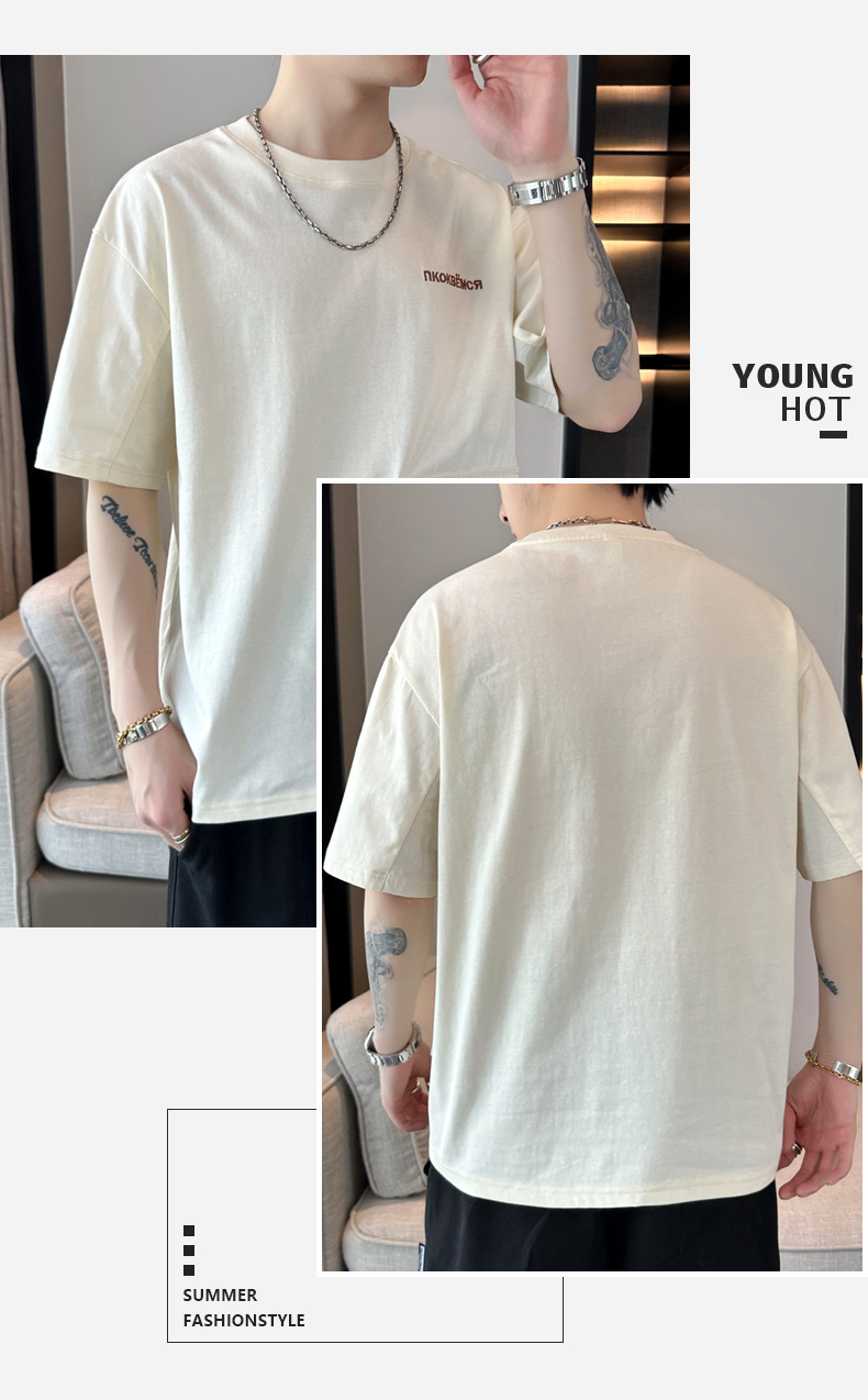 2024 Summer new short-sleeved T-shirt, thin, simple pocket, round neck, fashionable and trendy brand clothing, cool loose top pic 11