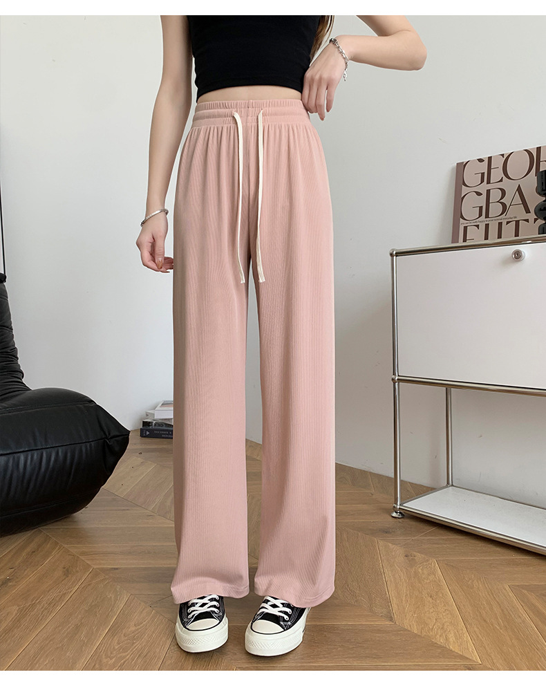 Ice silk wide-leg pants for women, long pants with a drooping effect, summer petite high-waisted slimming casual pants, loose straight-leg pants pic 20