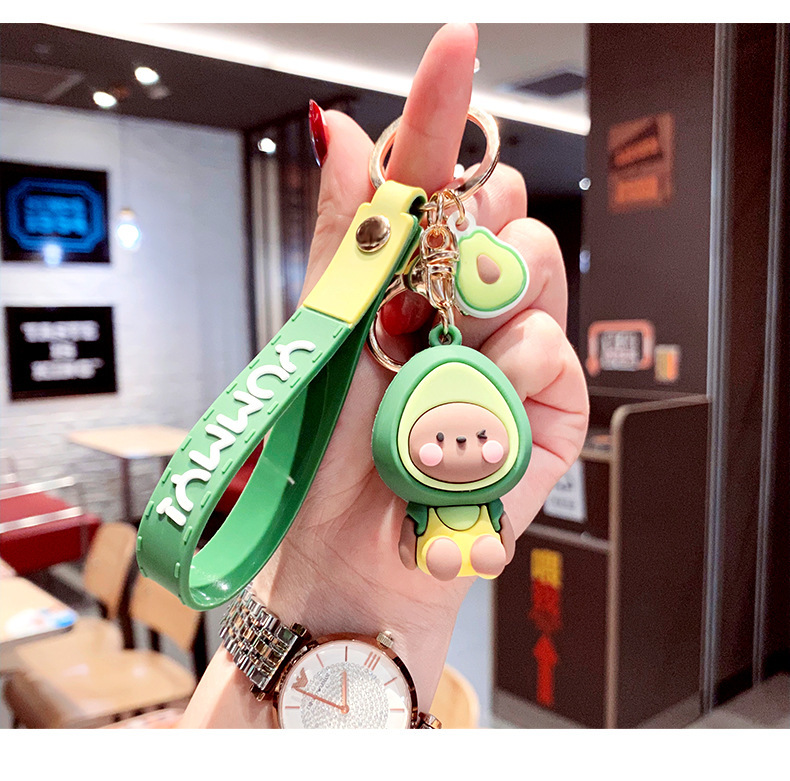 钥匙扣女可爱卡通动物水果软胶公仔汽车钥匙扣书包挂件小饰品批发详情10
