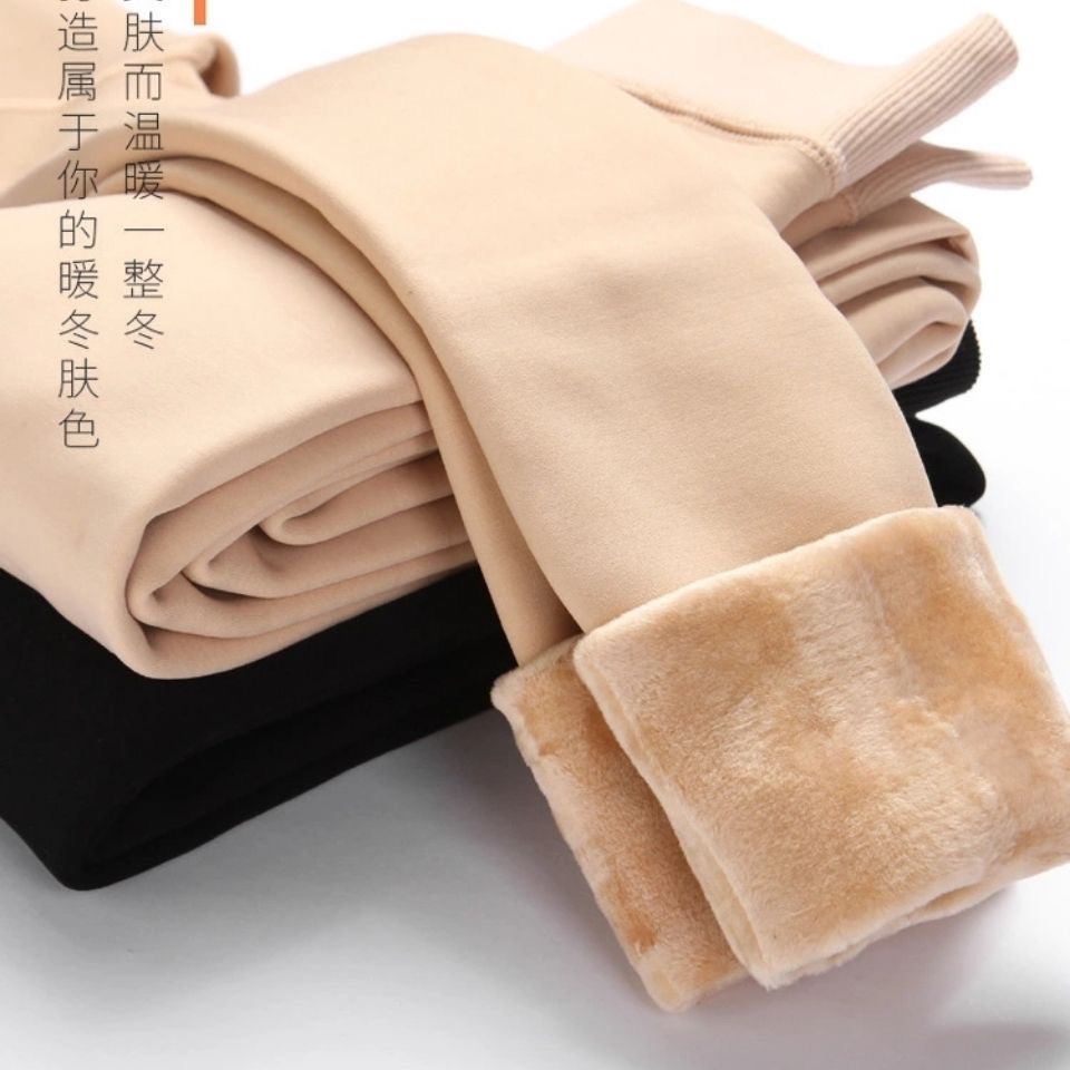 200克-300克秋冬外穿加绒加厚仿锦纶打底裤一体裤肤色女踩脚裤袜详情5