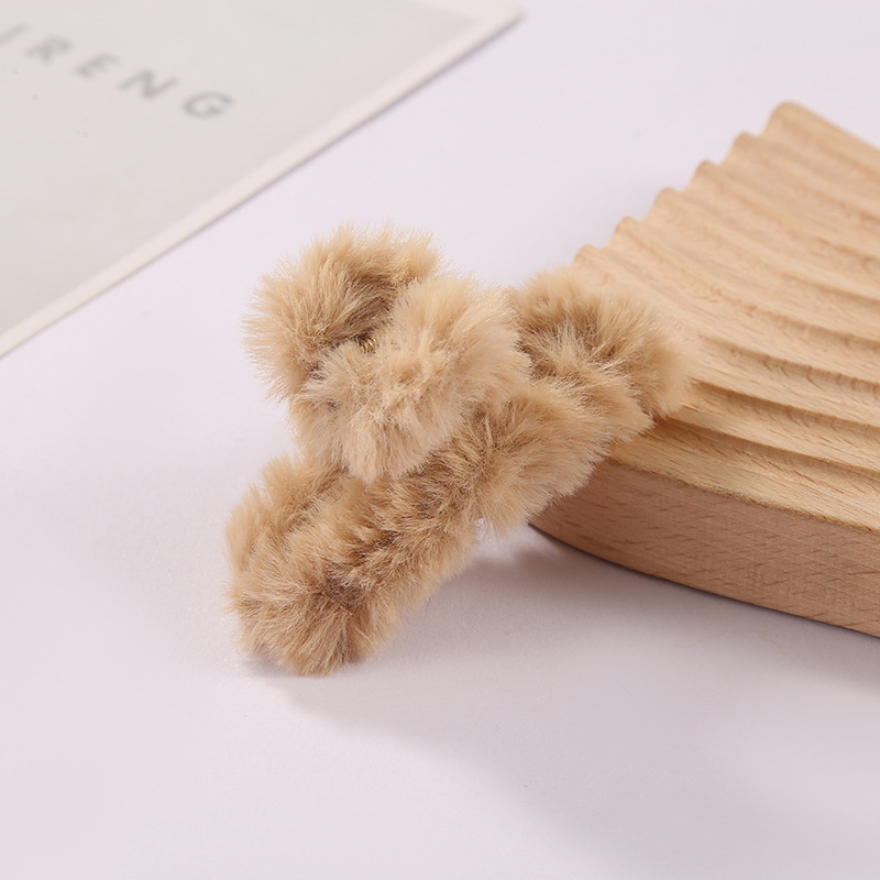 ins popular shark clip autumn and winter plush semi-tied hair clip, sweet and fluffy mini shark clip hair accessory wholesale pic 8