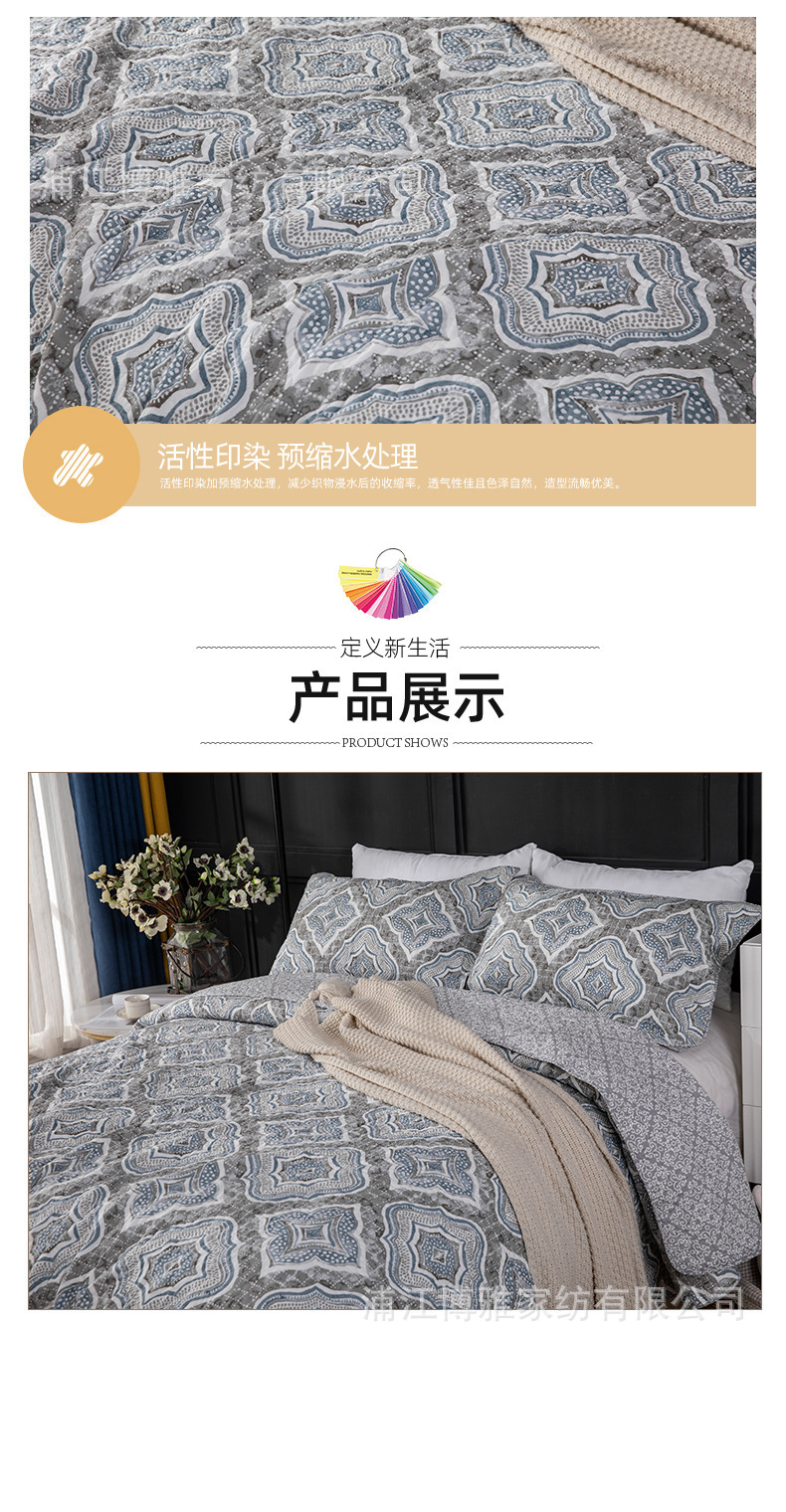Cross-border supply of new printed checkered pure cotton bed cover three-piece set, cotton handcrafted summer cool quilt quilted quilt wholesale pic 11
