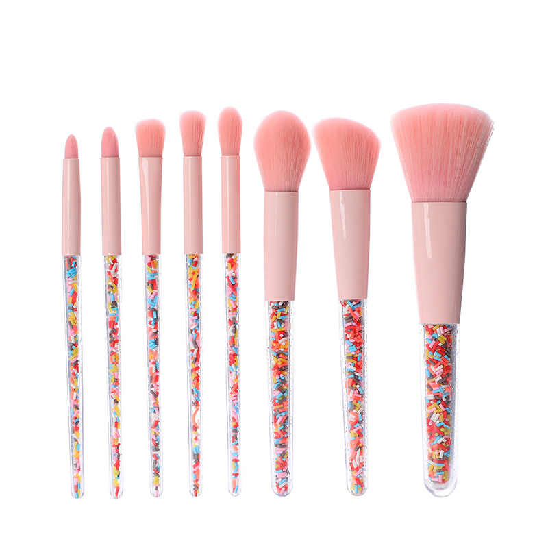 A set of 8 candy-colored makeup brushes, transparent plastic-handled eyeshadow brushes and honey powder brushes with high appearance standards and fashion pic 5