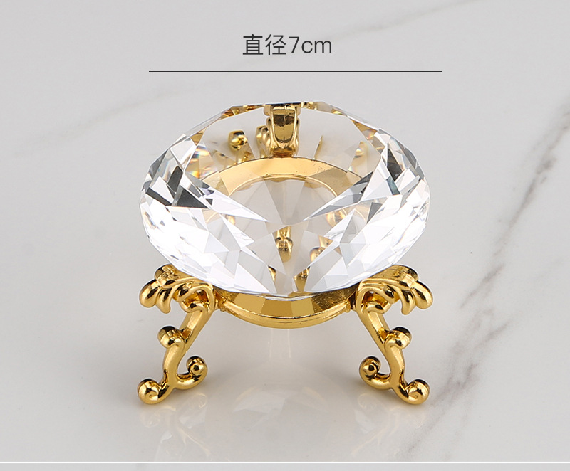 Creative crystal glass diamond ring metal stand, creative inlaid crystal large diamond ring ornament model, home decoration Xiangyu crystal pic 5