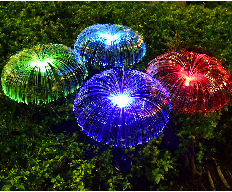 RGBled solar lights, courtyard decoration, seven-color optical fiber jellyfish lights, meteor shower atmosphere, festival lights pic 2