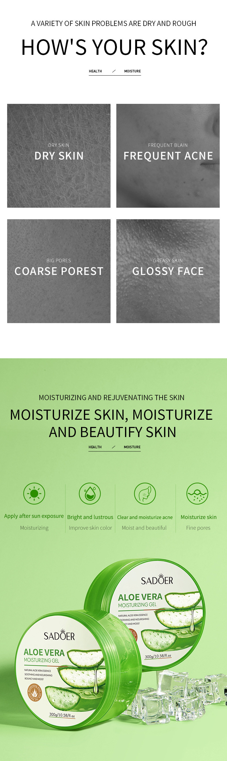 SADOER vitamin C aloe Vera Gel 300g Moisturizing and hydrating cross-border foreign trade live streaming wholesale pic 5