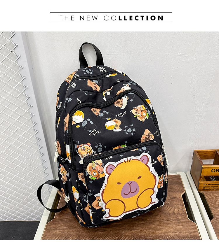 可爱印花卡通大容量卡皮巴拉书包时尚男孩女童学生轻便百搭双肩包详情27