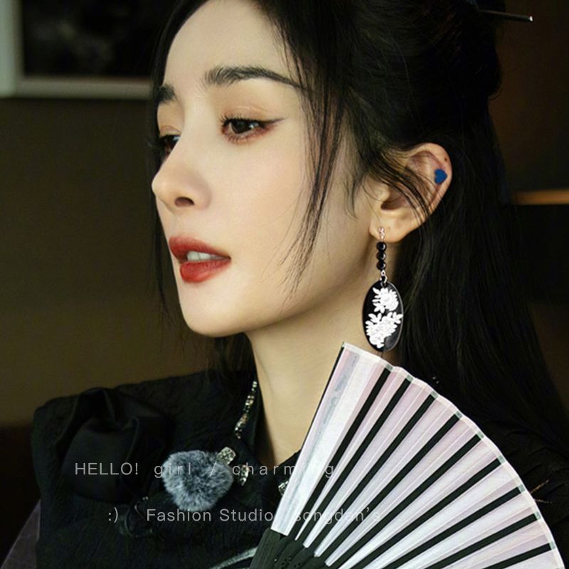 新中式国风扇形耳饰复古旗袍耳夹女无耳洞民族风汉服耳环古风耳坠详情3