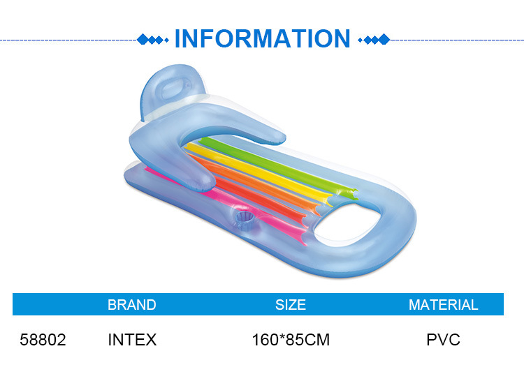 intex 58802 Armrest and backrest luxury lounge chair, adult water inflatable toy, summer water play and swimming equipment pic 1