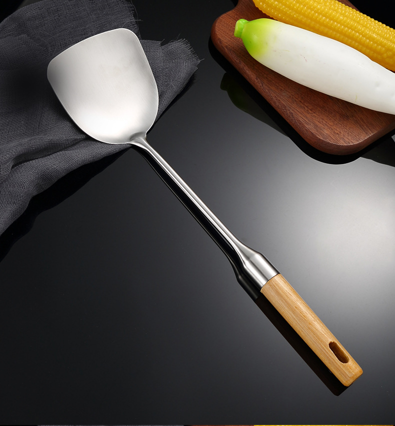 Stainless steel soup spoons, spatulas, kitchenware sets, complete kitchen cooking spatulas wholesale, household kitchenware and cooking utensils pic 11