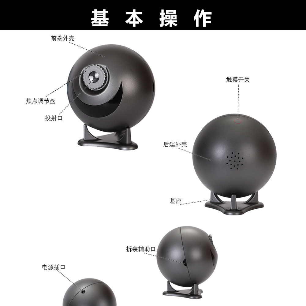 Cross-border new kaleidoscope projection lamp, seven-color 3D vision LED laser nebula lamp, bedroom LED projection lamp pic 3