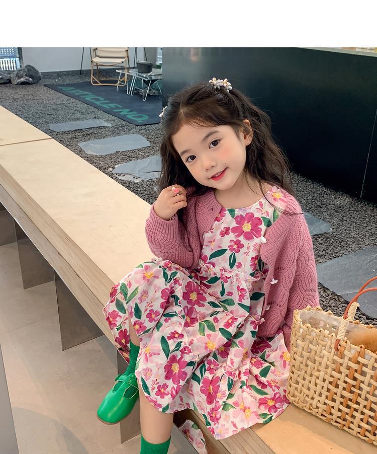 图图小象女童秋季童装儿童韩版碎花连衣裙洋气针织开衫宝宝套装详情32