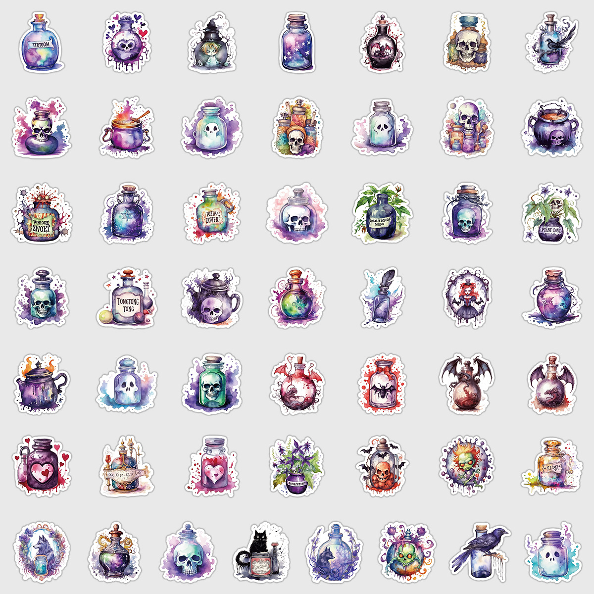 跨境50张神奇魔法药水涂鸦贴纸水杯手机防水装饰贴纸创意文具贴纸详情4
