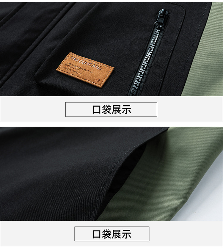 2023工装夹克男士秋季宽松连帽休闲拼色外套上衣冲锋衣情侣装批发详情15