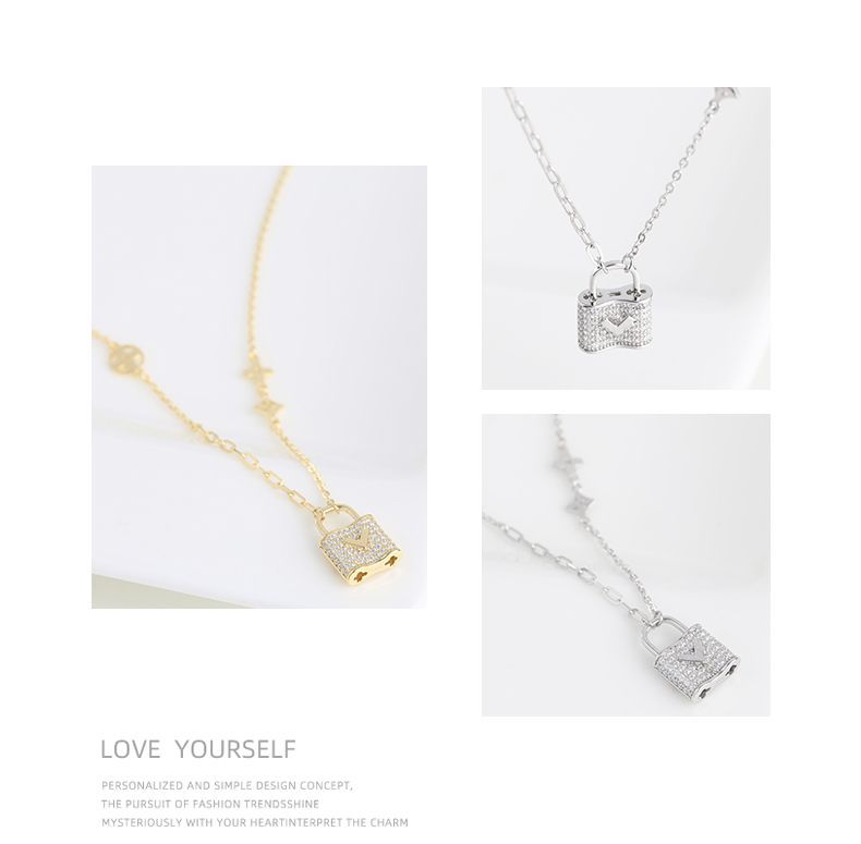 雅施丽芙饰品原创设计外观专利精致小锁项坠925银进口奥钻项链详情2