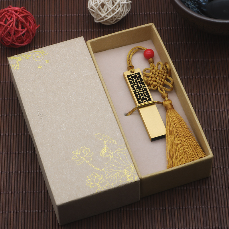Wholesale of Chinese-style USB flash drives with retro window decorations, 128gb Chinese-style window lattice metal USB flash drives with printed logos pic 43
