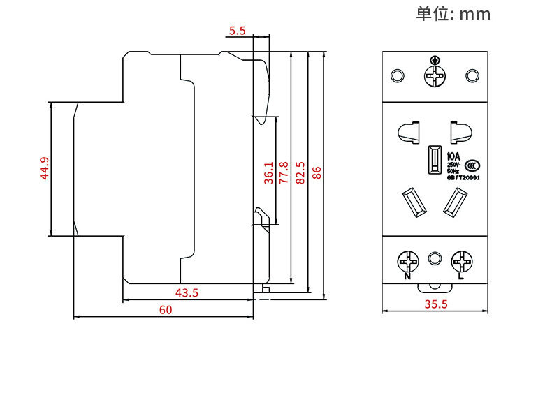 نموذج المقبس DZ47X المقوس DDZ47X AC30 AP 30 B5 وحدات من 16 ألف/10A pic 15
