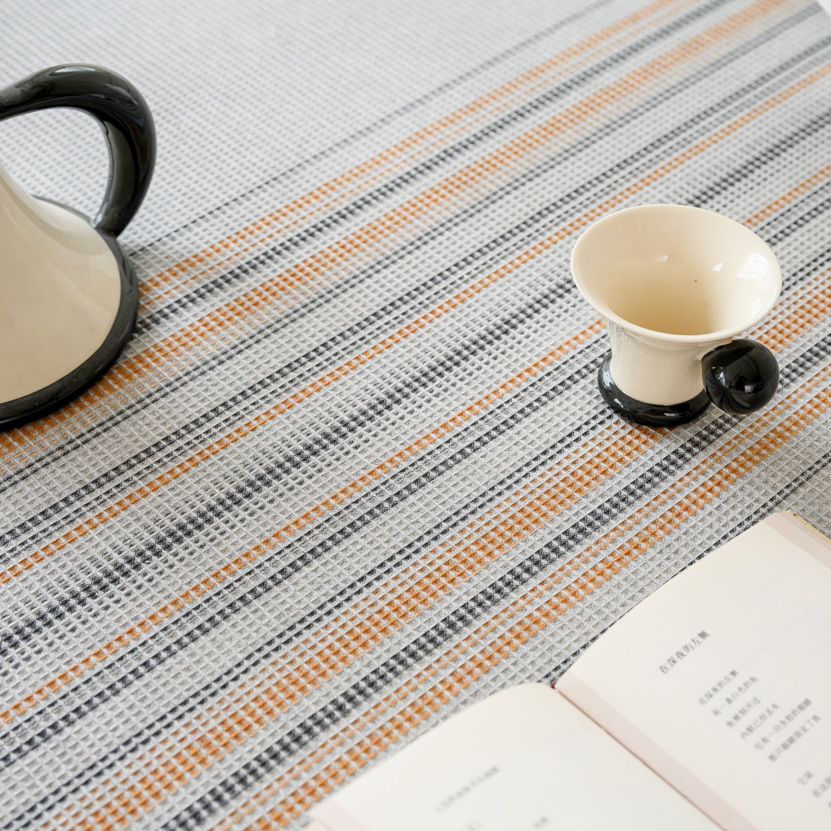 Wholesale of American-style country solid-color household rectangular table fabric, soft and breathable waffle striped coffee table cover fabric pic 43