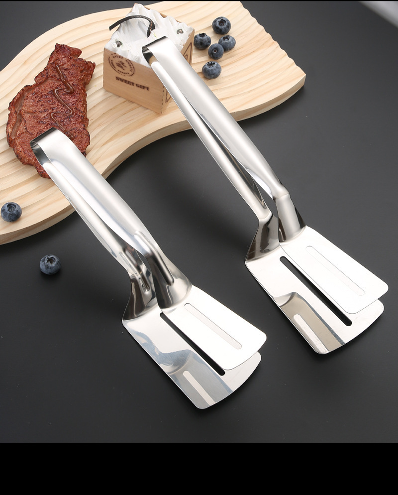 不锈钢多功能煎鱼夹煎铲牛排夹子厨房食品夹烧烤夹面包夹煎饼夹子详情18