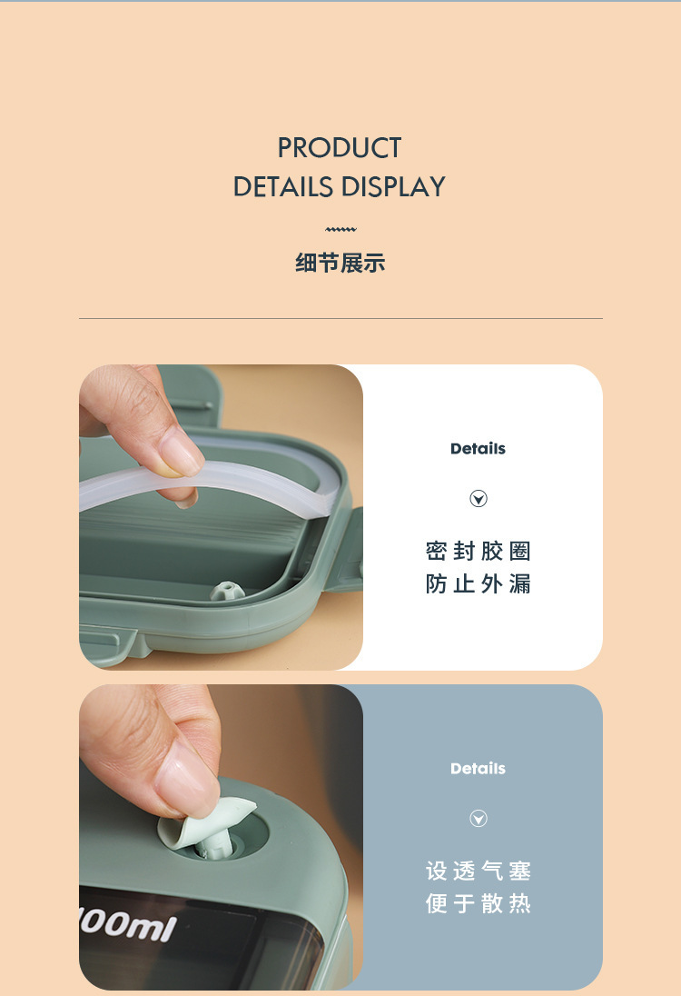 ins相机盖创意分格密封饭盒 上班族便携可微波午餐盒不串味便当盒详情19