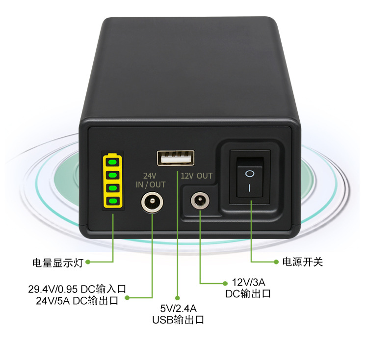 24V large-capacity 12v18650 lithium battery, small volume 5v mobile power bank, LED light strip monitoring, universal battery pic 5