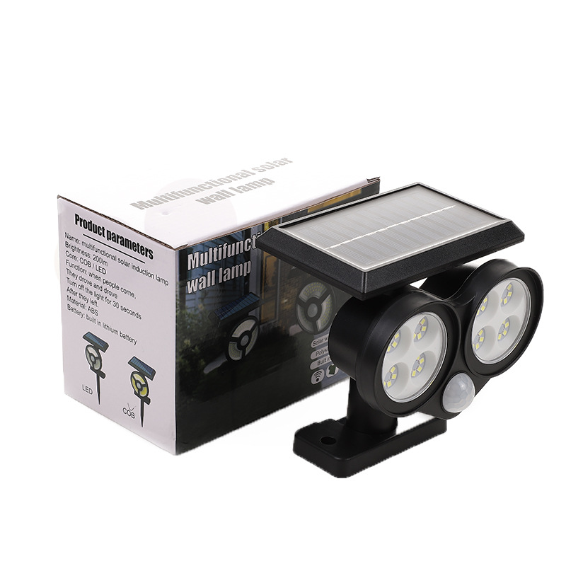 New cross-border solar wall-mounted floor plug dual-purpose lamp, led garden lighting lamp, dual-head outdoor lawn lamp pic 5
