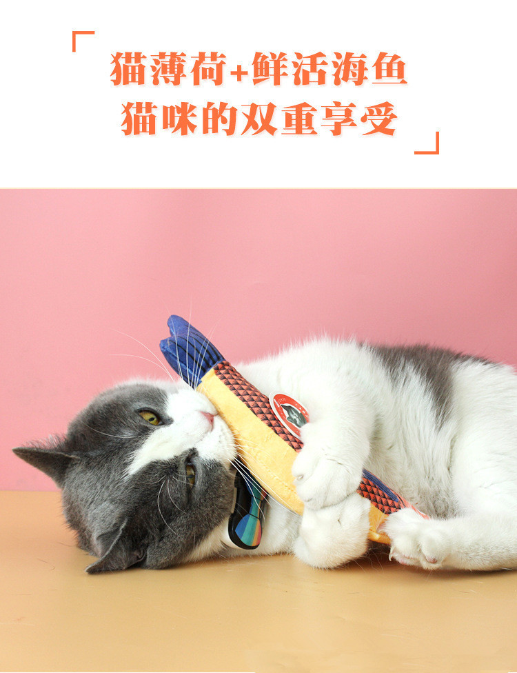 仿真海洋鱼猫薄荷啃咬玩具猫咪解闷自嗨发声沙盒逗猫互动宠物用品详情3